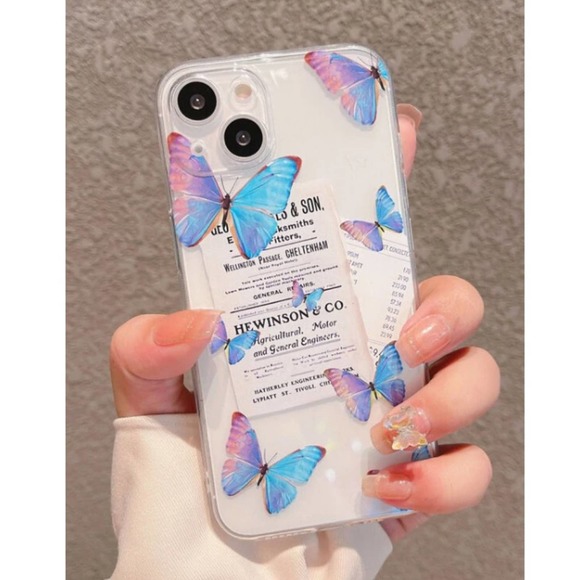 NEW iPhone 13/Pro/Max Colorful Butterfly Painted Clear iPhone case